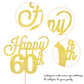YCTHUNFISH 60th Birthday Cake Topper, Black Glitter Number 60, Bamboo Material, Gold Color, Party Supplies for Anniversary Celebrations