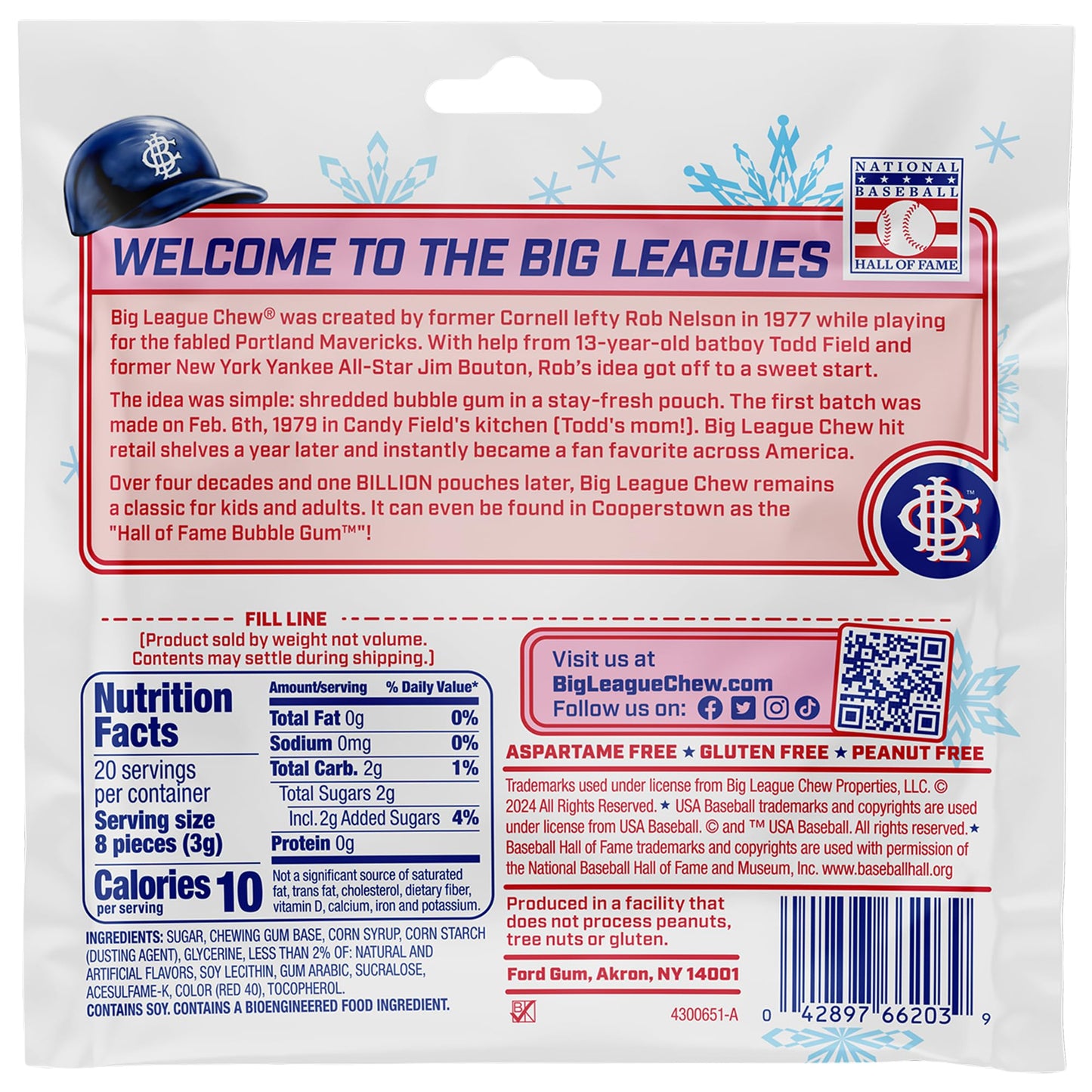 Big League Chew Peppermint Bubble Gum 3-Pack - 2.12oz Packets - Baseball   and Party Favors