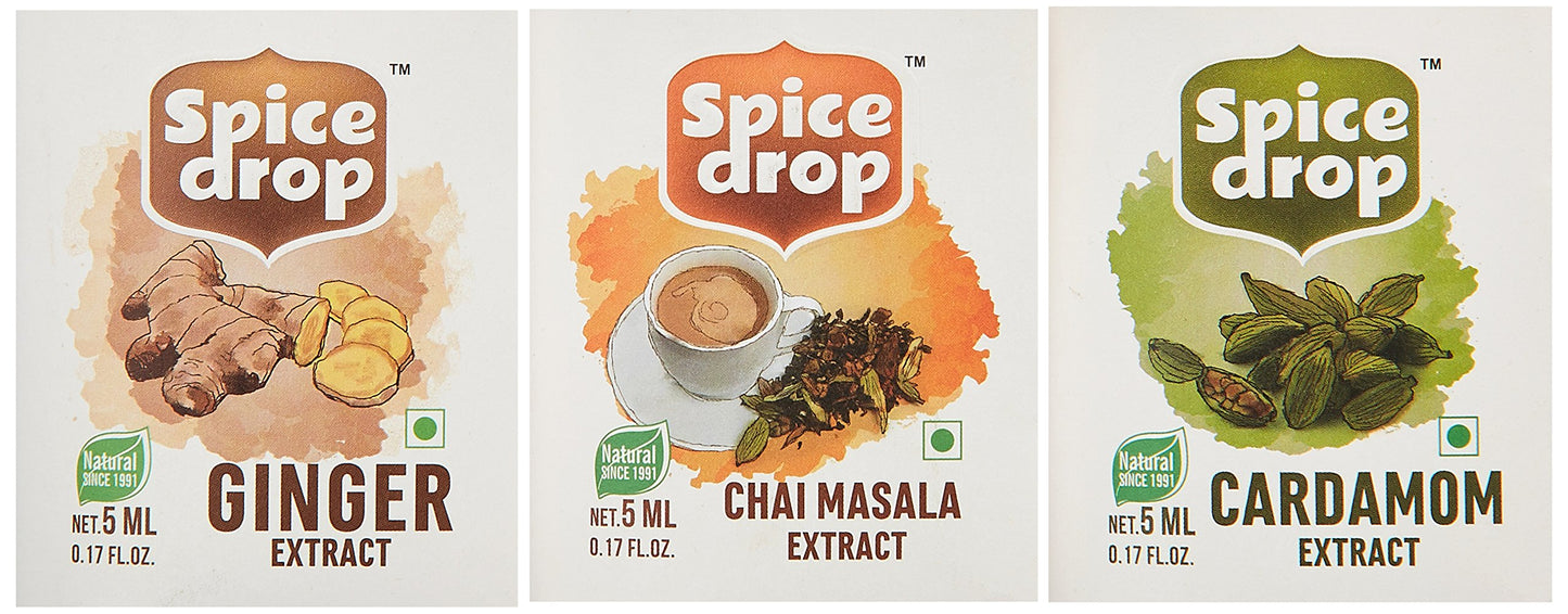 Spice Drop Chai Masala Tea Combo | Natural Extract Of Ginger (Adrak), Tea Masala (Chai Masala) And Cardamom (Elaichi) | Food, Be