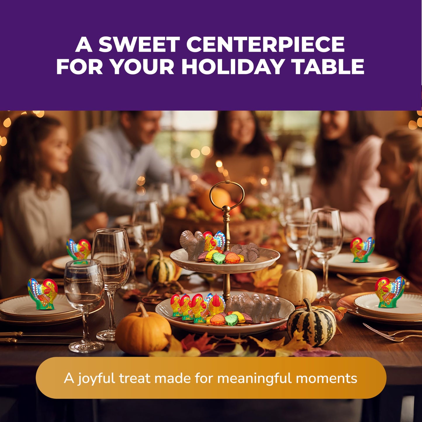 Madelaine Milk Chocolate Turkey Candy - 1 oz Foil-Wrapped Thanksgiving Chocolates - Fun Fall Holiday  & D?cor - 4 Pack Individually Wrapped Turkeys