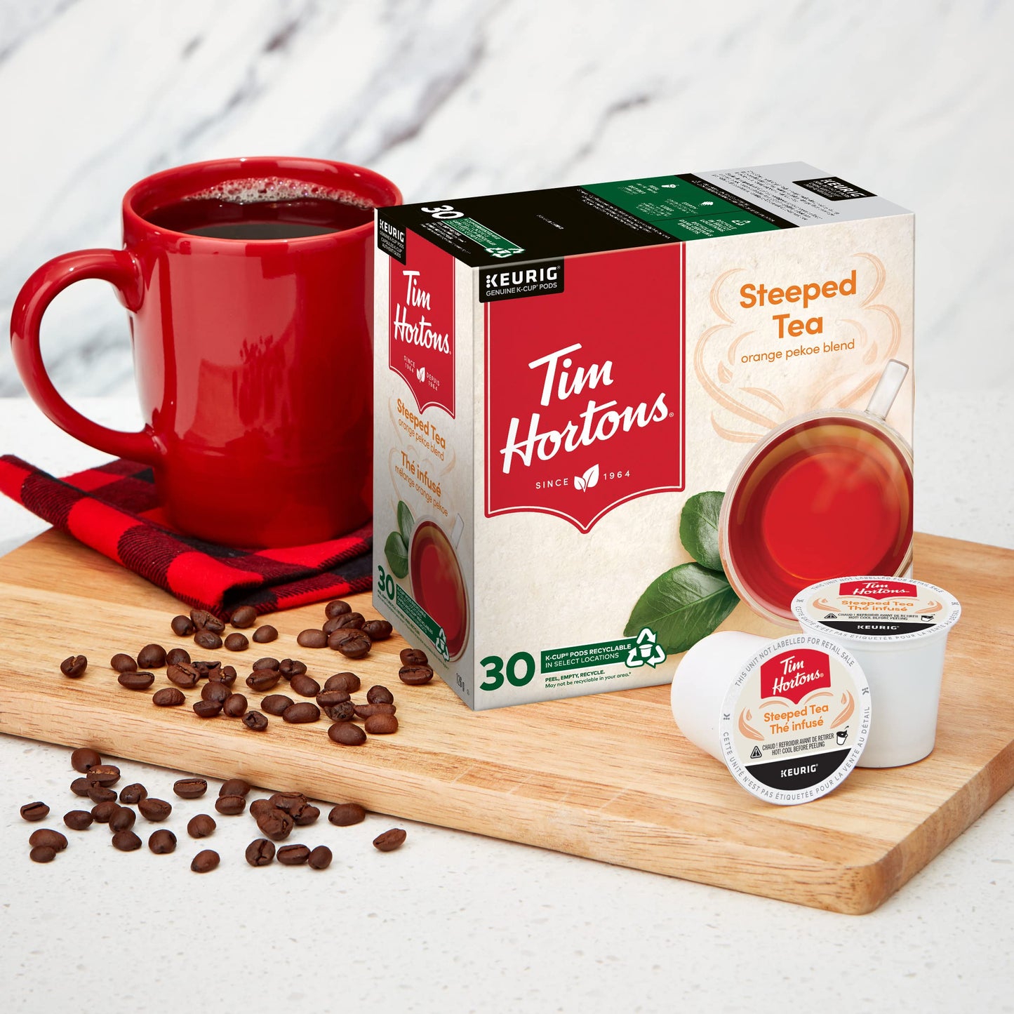 Tim Hortons Steeped Orange Pekoe Tea, Black Tea, Single Serve Keurig K-Cup Pods, 30 Count