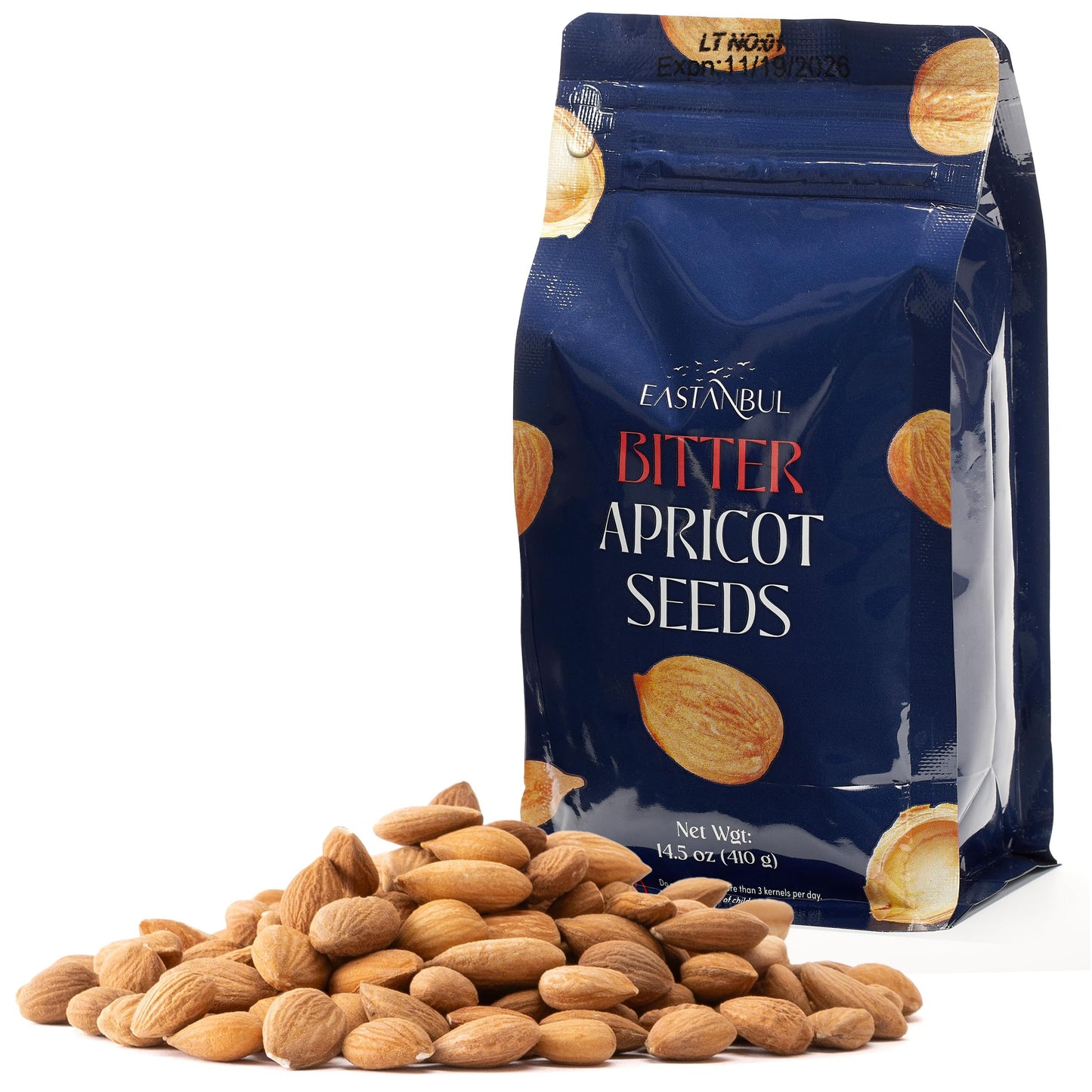 Eastanbul Apricot Seeds, Raw & Bitter Kernels, 14.5oz (410g), Vegan, Gluten Free, Non-GMO, Brown