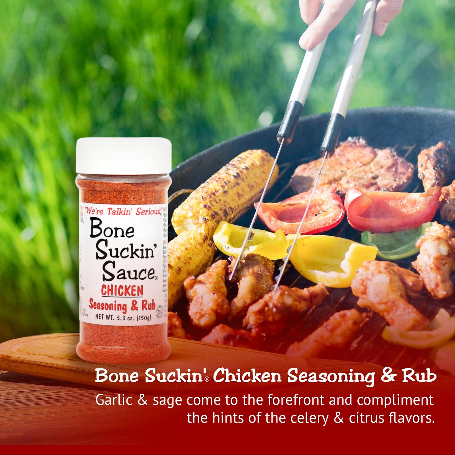 Bone Suckin Sauce Chicken Seasoning & Rub With Garlic & Sage, Perfect For Chicken, Turkey, Other Poultry, Fish - Brown Sugar, Garlic, Onion, Spices - Non-Gmo, Gluten-Free