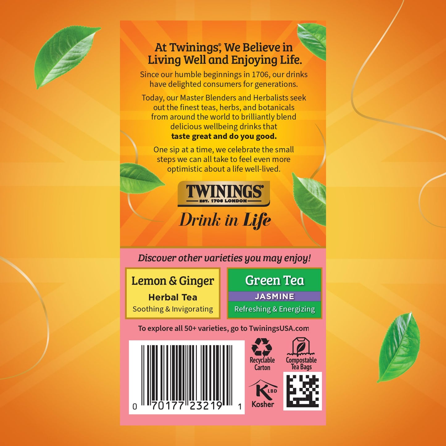 Twinings Raspberry & Lemon Herbal Tea, Caffeine-Free, 20 Individually Wrapped Teabags, Enjoy Hot or Iced
