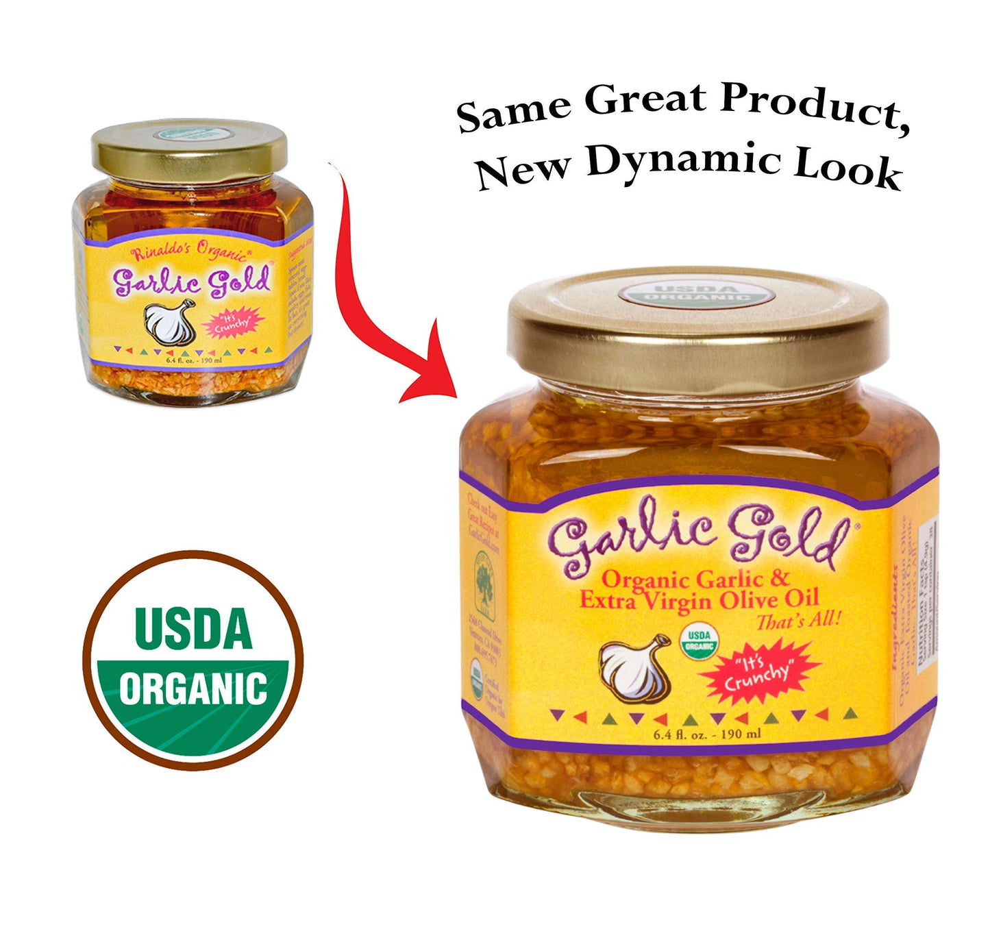 Garlic Gold Organic Toasted Garlic Granules In Extra Virgin Olive Oil, Crunchy Garlic In Olive Oil, Glass Jar 6.4 Oz