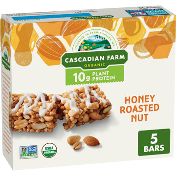 Cascadian Farm Organic Protein Bars, Honey Roasted Nut, 8.85 Oz (5 Bar)