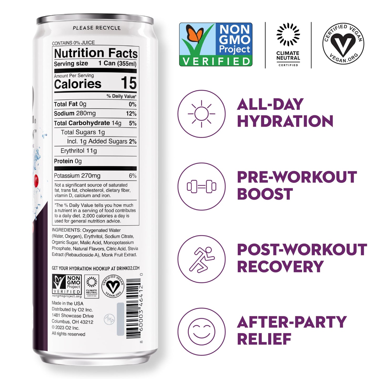 O2 Blackberry Currant Post Workout Recovery Drink - Powerful Electrolyte Drink For Daily Hydration