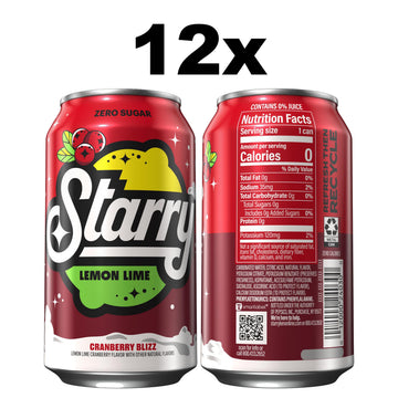 Starry Zero Sugar Cranberry Blizz Soda  Caffeine Free  12 Fl Oz Cans (Pack of 12)