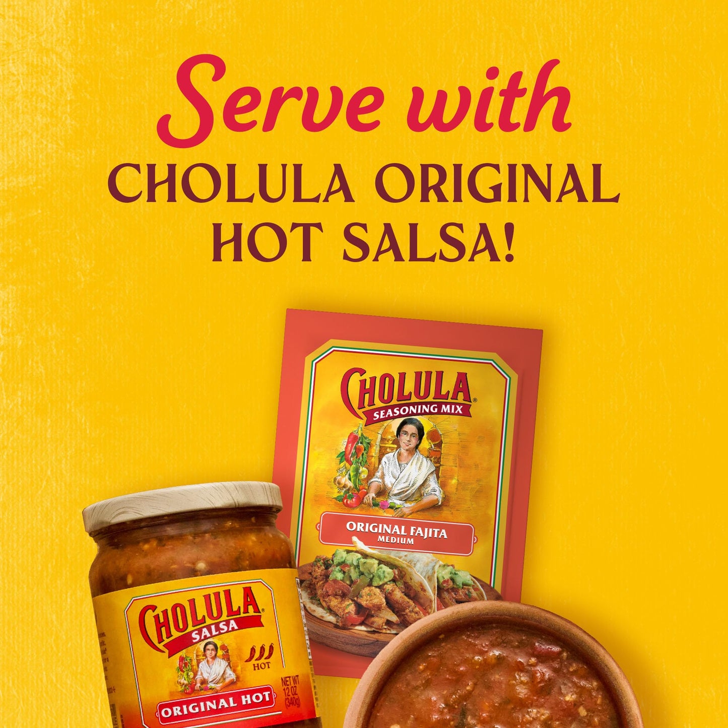 Cholula Seasoning Mix  Original Fajita  Medium Heat  For Chicken  Steak  Shrimp & Veggie Fajitas  0.87 oz (Pack of 12)
