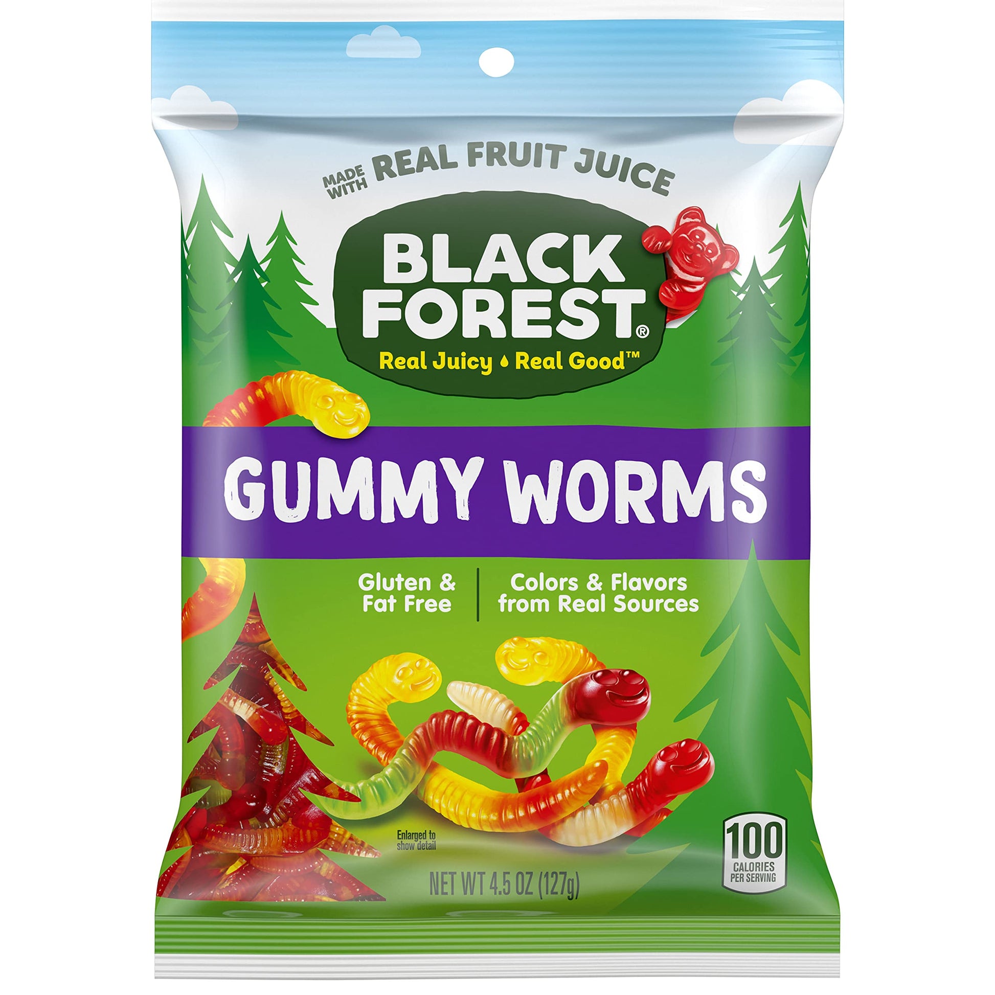 Black Forest Gummy Worms Candy, 4.5 Ounce Bags (Pack Of 12)