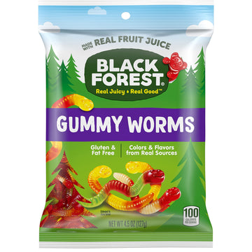 Black Forest Gummy Worms Candy, 4.5 Ounce Bags (Pack Of 12)