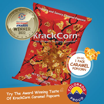 Krackcorn Caramel Popcorn - Sweet And Salty Gourmet Snack - Gluten-Free, Non-Gmo Caramel - Delicious Flavored Popcorn Treat For