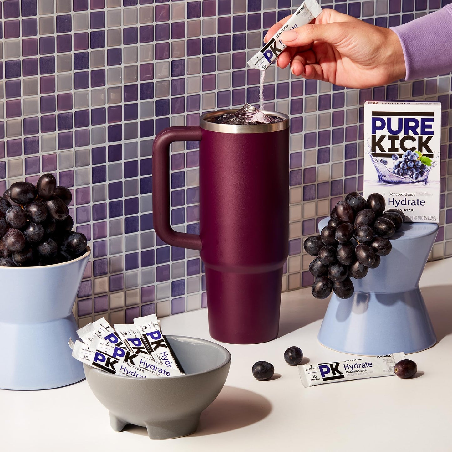 PURE KICK Hydration Singles Drink Mix, Concord G , 12 Boxes, 72 Packets Total, 0.13 Ounce Each