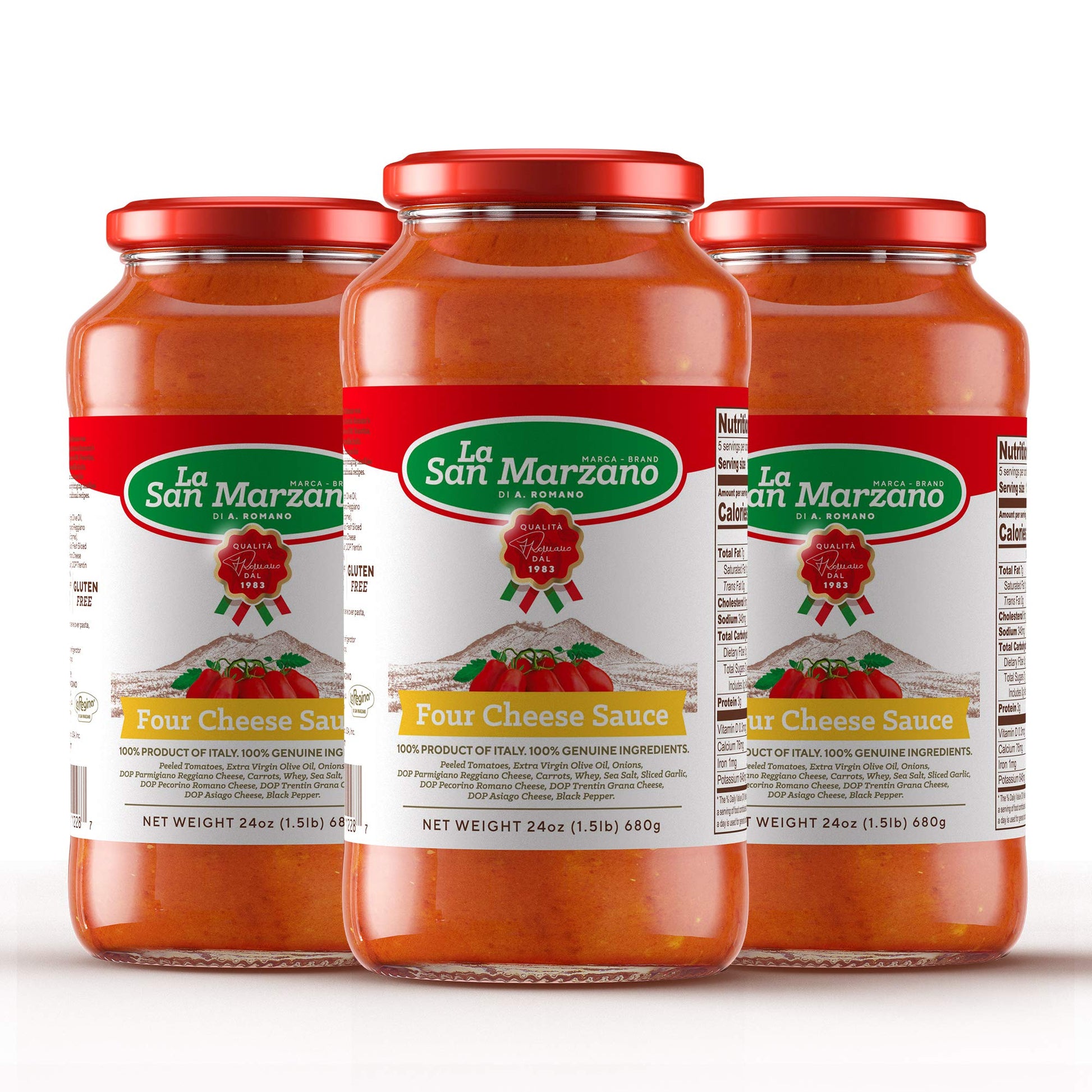 La San Marzano Four Cheese Pasta Sauce, All Natural, Non-GMO, Gluten Free, 24 oz (Pack of 3)