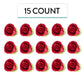 Global Sugar Art Tea Rose Sugar Cake Flowers, Red With Green Calyx, Small 1 Inch, 15 Count By Chef Alan Tetreault
