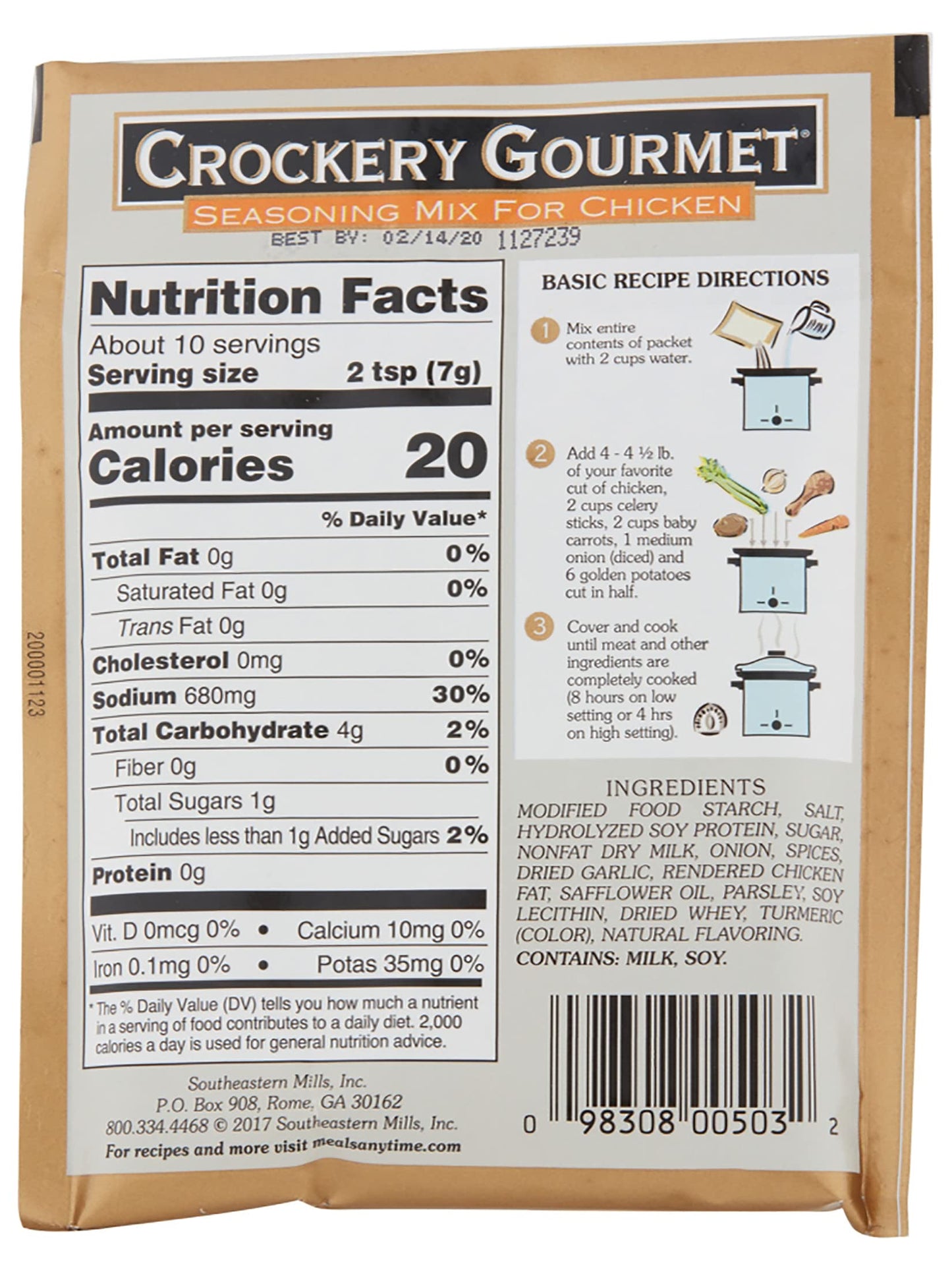Crockery Gourmet Seasoning Mix for Chicken, Powdered Seasoning with Classic Chicken Flavor for Slow-Cooked Meals, 2.5 OZ Packet