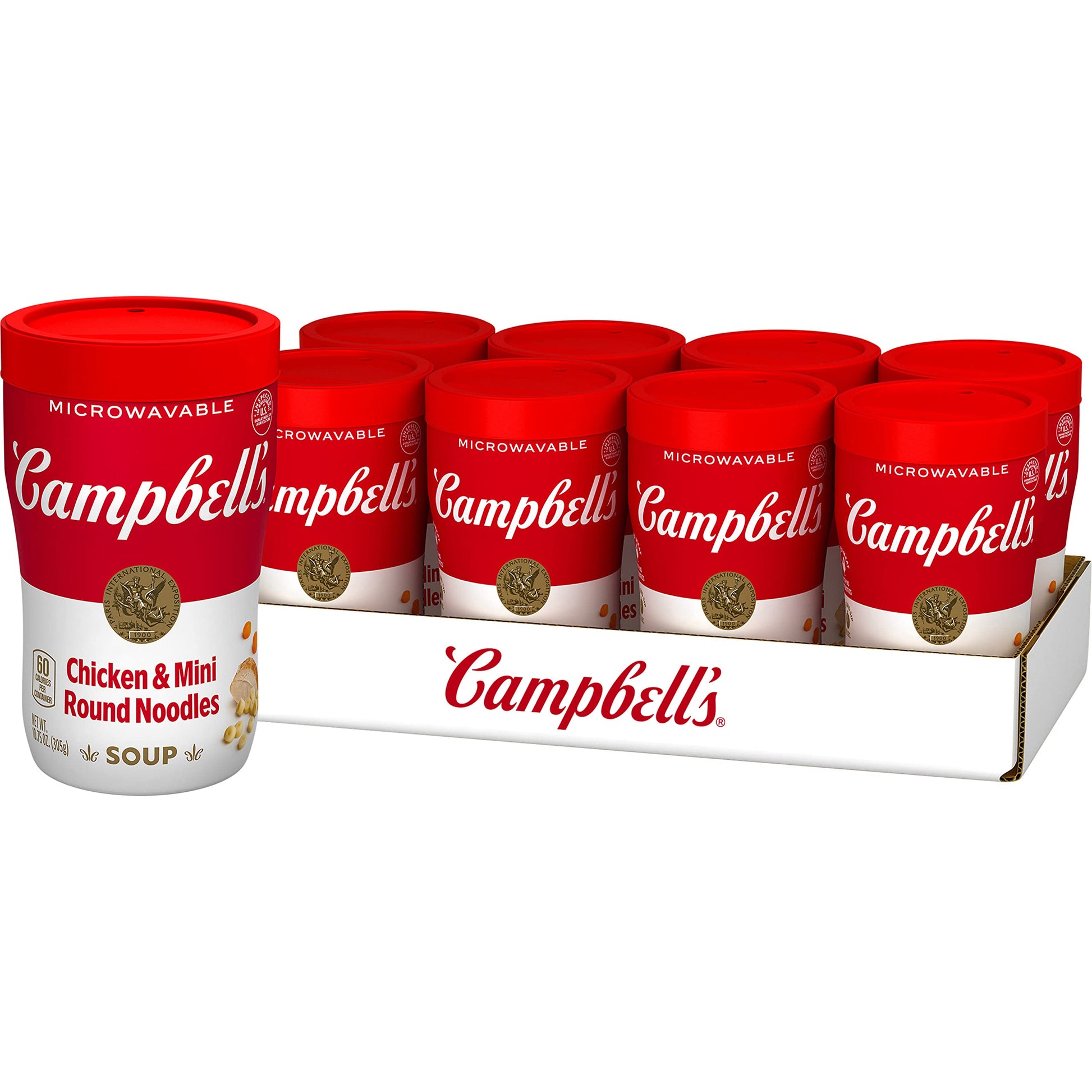 Campbell'S Sipping Soup, Chicken & Mini Round Noodle Soup, 10.75 Oz Microwavable Cup (Case Of 8)