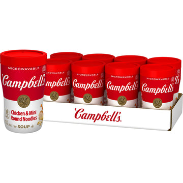 Campbell'S Sipping Soup, Chicken & Mini Round Noodle Soup, 10.75 Oz Microwavable Cup (Case Of 8)