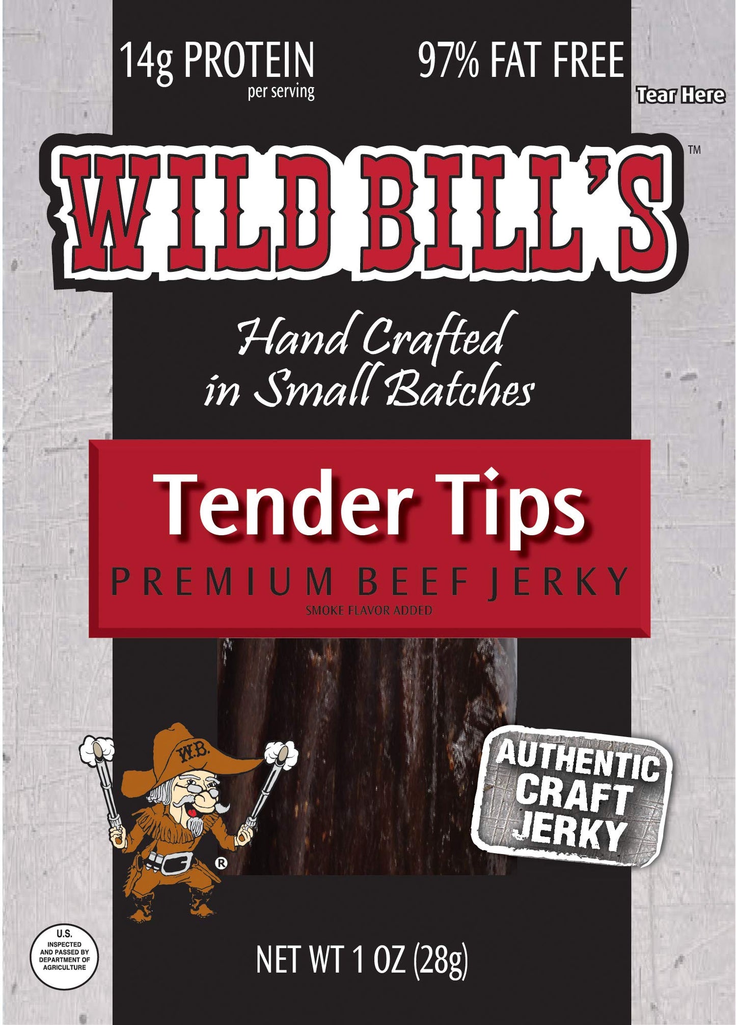 Wild Bills Hickory Smoked Beef Jerky - 1 Ounce Packs, 8 Count, 8.00 Ounce (Pack of 1)