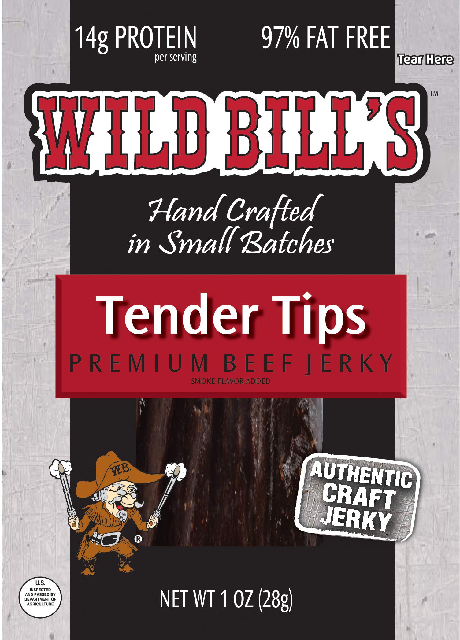 Wild Bills Hickory Smoked Beef Jerky - 1 Ounce Packs, 8 Count, 8.00 Ounce (Pack of 1)