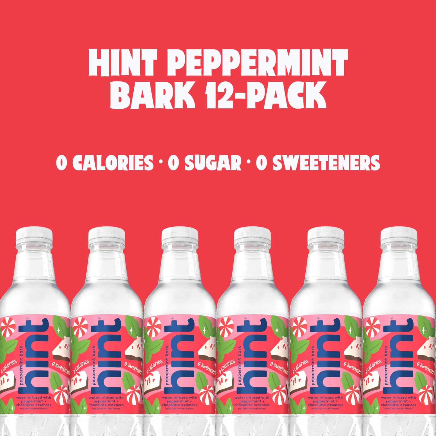 Hint Fruit-Infused Bottled Water  Peppermint Bark- Sugar Free Flavored Water with Zero Calories  Naturally Flavored  and No Artificial Sweeteners - 16 Fl Oz (Pack of 12)