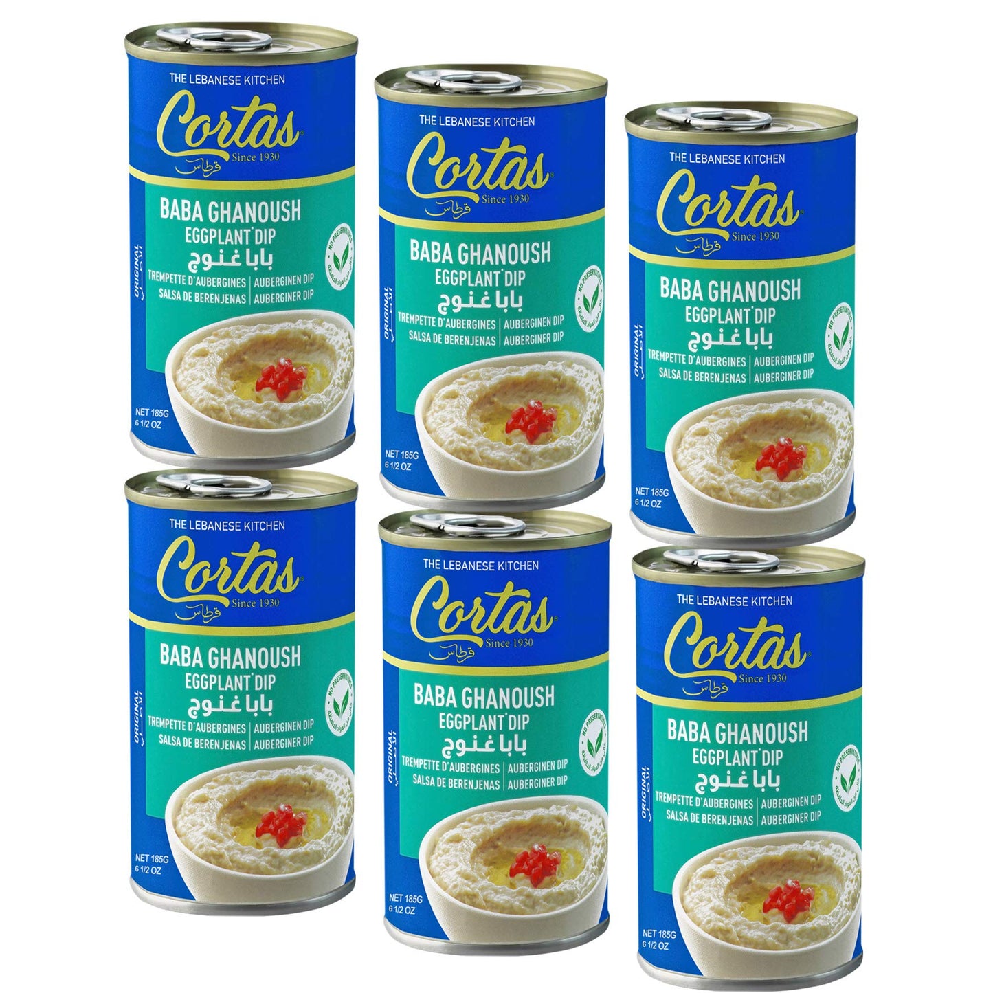 Cortas Baba Ghanoush Eggplant Dip, 6.5 oz, Pack of 6, Authentic Middle Eastern Flavor