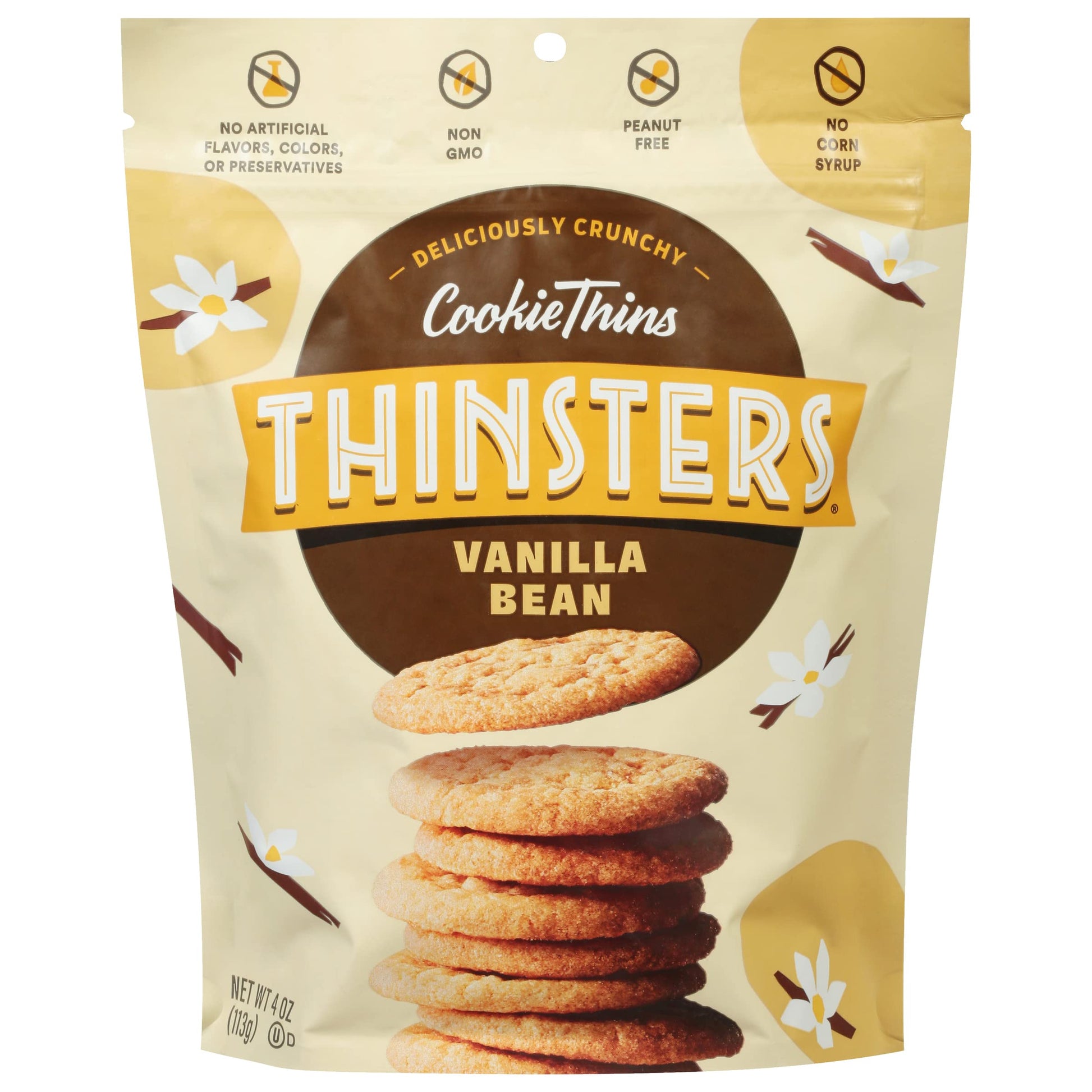 Thinsters Cookies, Vanilla Bean Cookie Thins, 4 Oz Pack