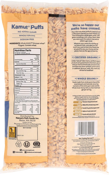 Natures Path Organic Kamut Puffs Cereal - Case of 12 - 6 oz.