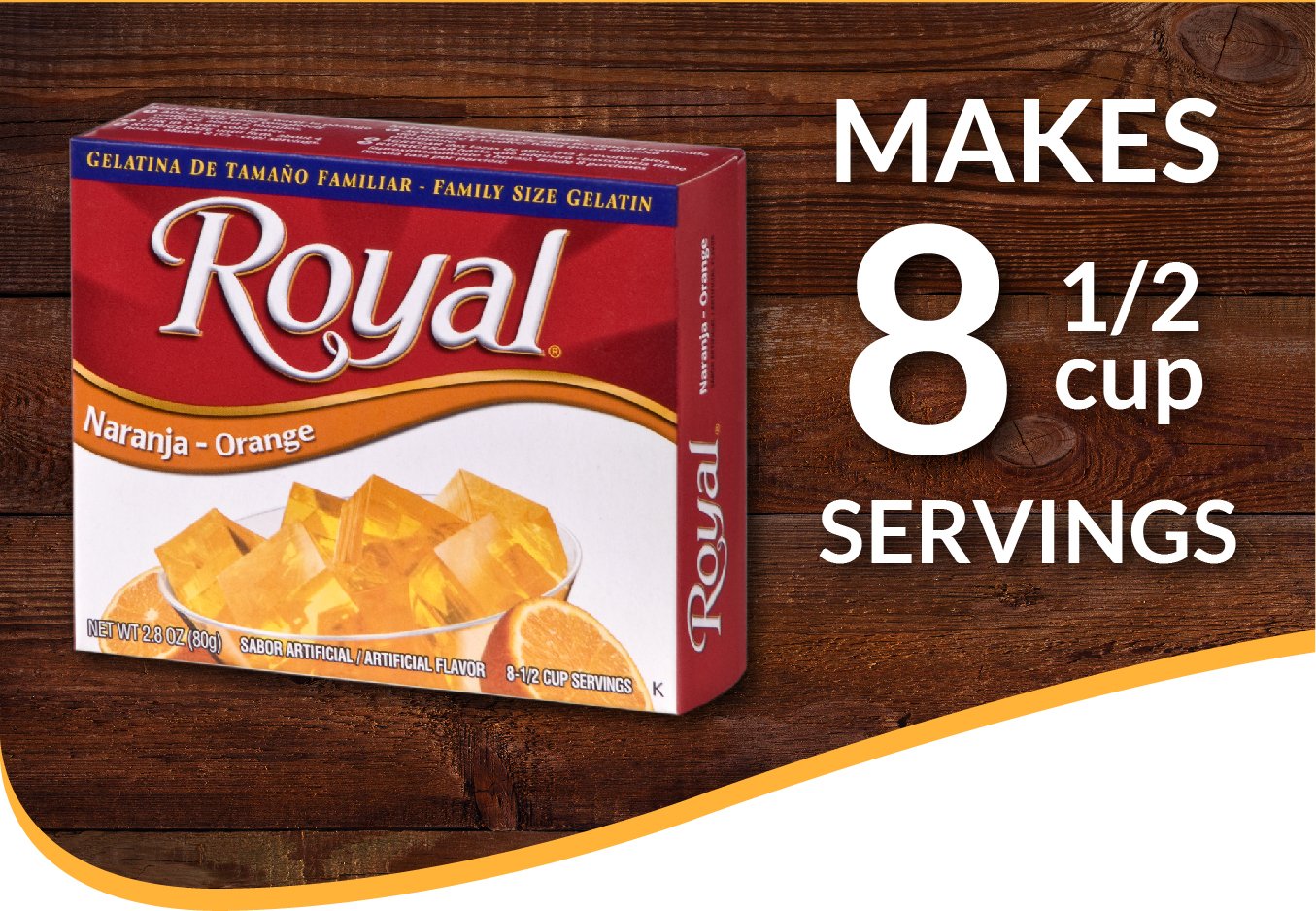 Royal Bilingual Gelatin, Fat Free Dessert Mix, Orange (12 - 2.8 Oz Boxes)