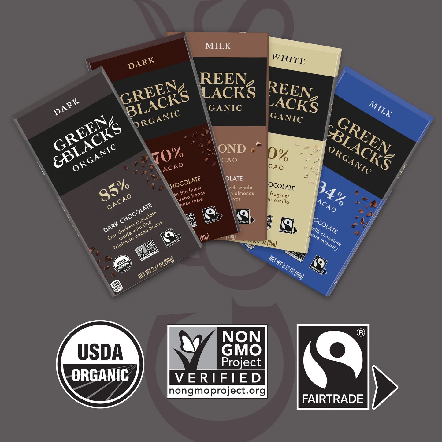 Green & Blacks Organic Dark Chocolate Bar 85% Cacao 3.17 Oz