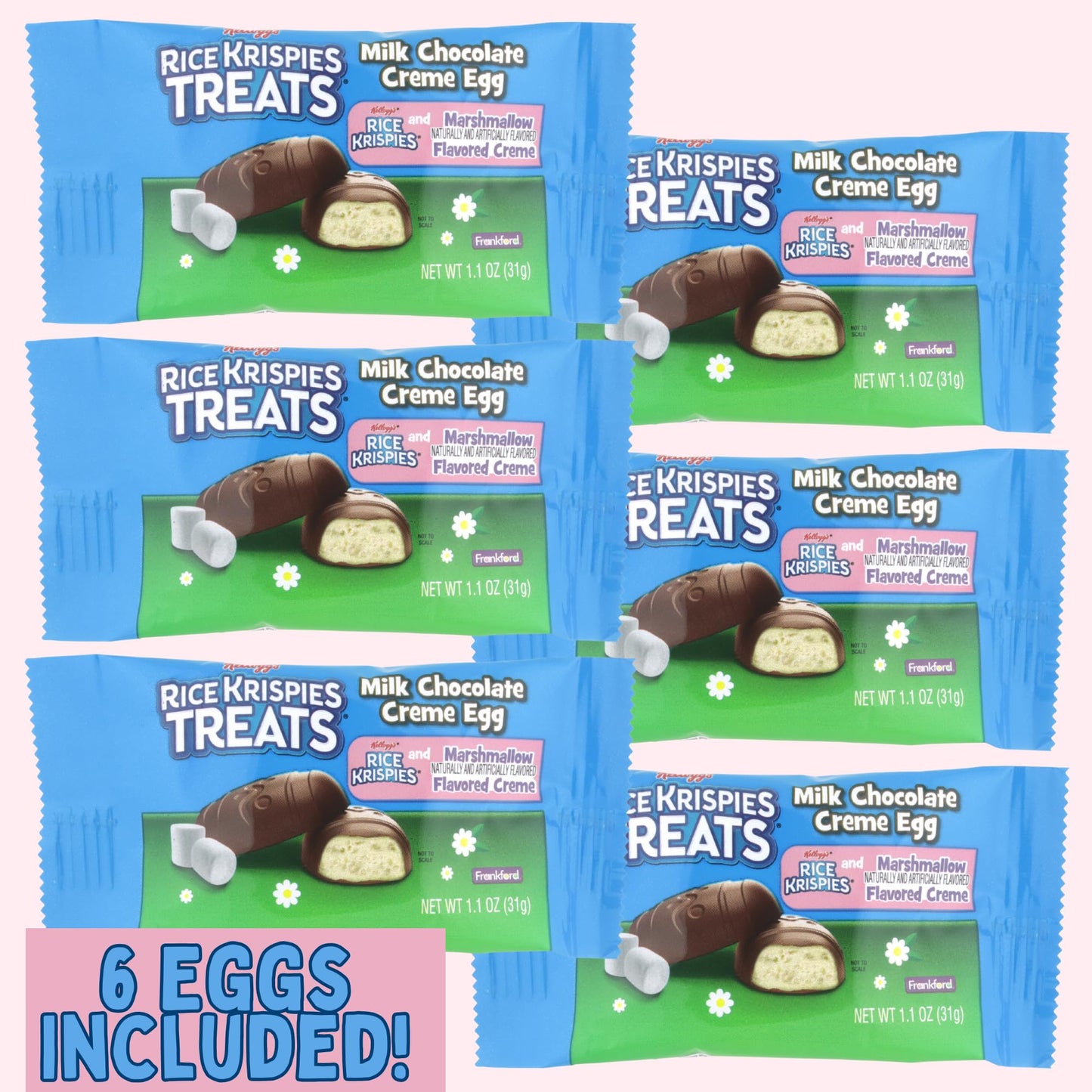 Rice Krispie Treats Chocolate Creme Eggs with Marshmallow Center, Six Individually Wrapped Pieces, Easter Basket Stuffer Candy,