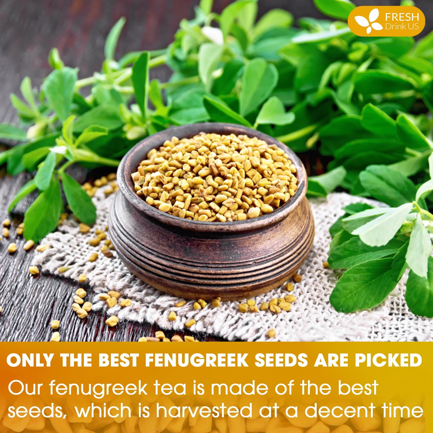FRESHDRINKUS Fenugreek Tea Bags, 100% Natural Herbal Tea, Caffeine-Free, Vegan, 75 Count