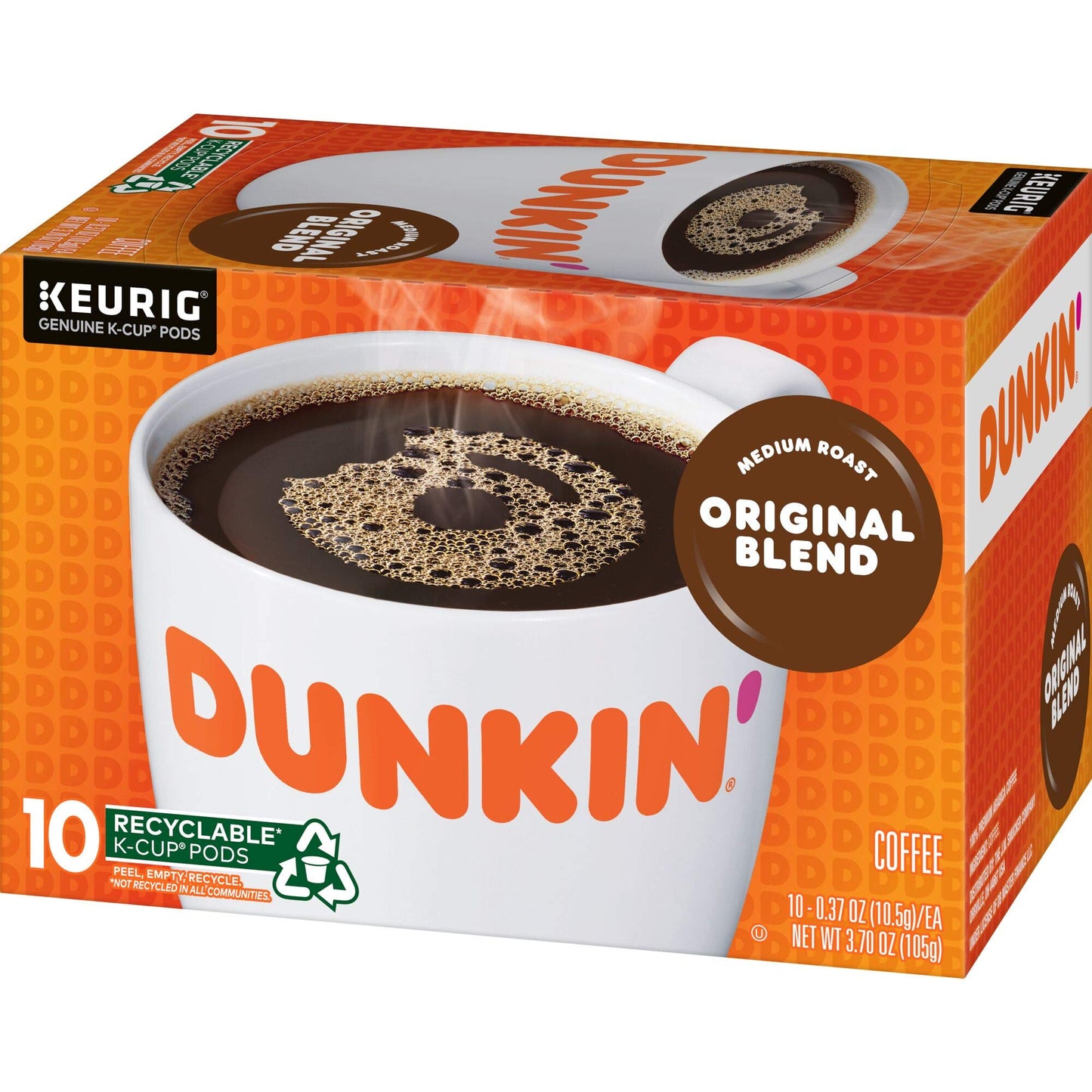 Dunkin Donuts K-Cup Pods, Medium Roast Original Blend, 10 Count, 1 Pack