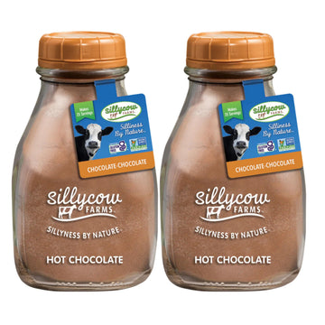 Silly Cow Farms Hot Chocolate Mix | Gluten-Free, Non-GMO, Dairy-Free | 33.8 Oz Reusable Glass Bottle - Pack of 2