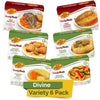 Kj Poultry Kosher Ready Meals - (6 Pack Divine Variety - Beef & Chicken) Prepared Entree Fully Cooked, Shelf Stable Microwave Dinner Travel Military Camping Emergency Survival Protein