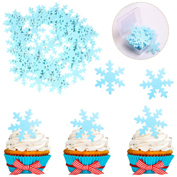 50 Pcs Edible Snowflake Cupcake Toppers Winter Frozen Theme Cupcake Picks Rice Paper Chrstmas Snowflake Cake Decorations For Win