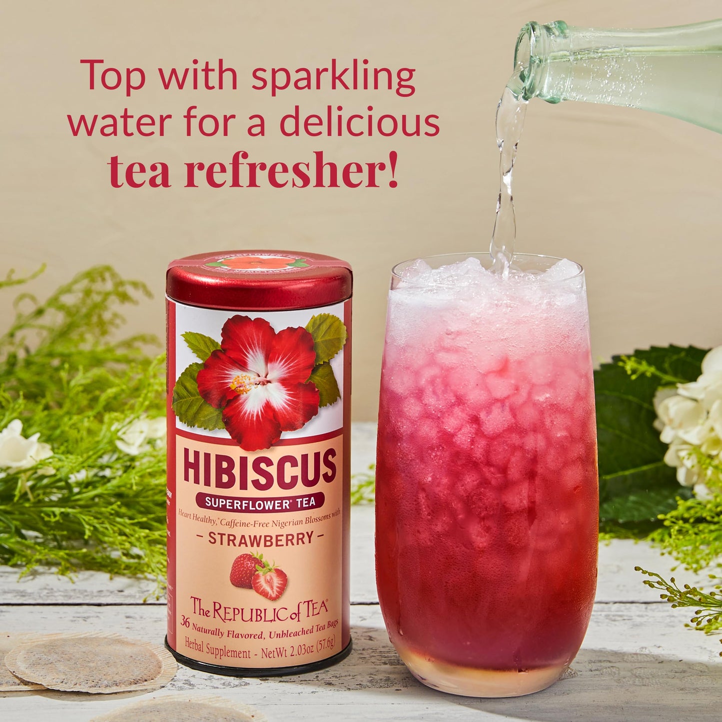 The Republic of Tea Strawberry Hibiscus Tea, 36 Count Refill Bag, Model SYNCHKG036912