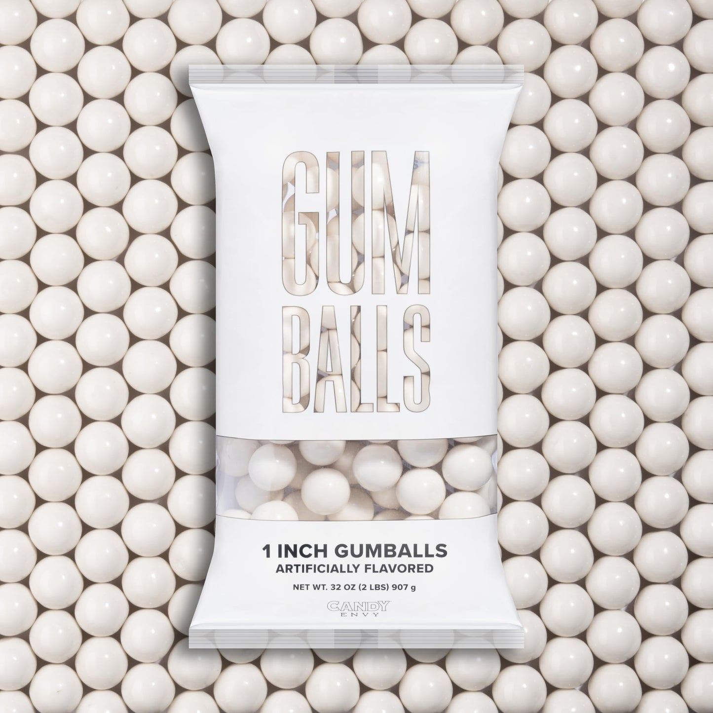 Candy Envy - White Gumballs - 1 Inch - Approximately 113 Gumballs Per 2lb Bag - Bulk White Candy - North American Made & Kosher 