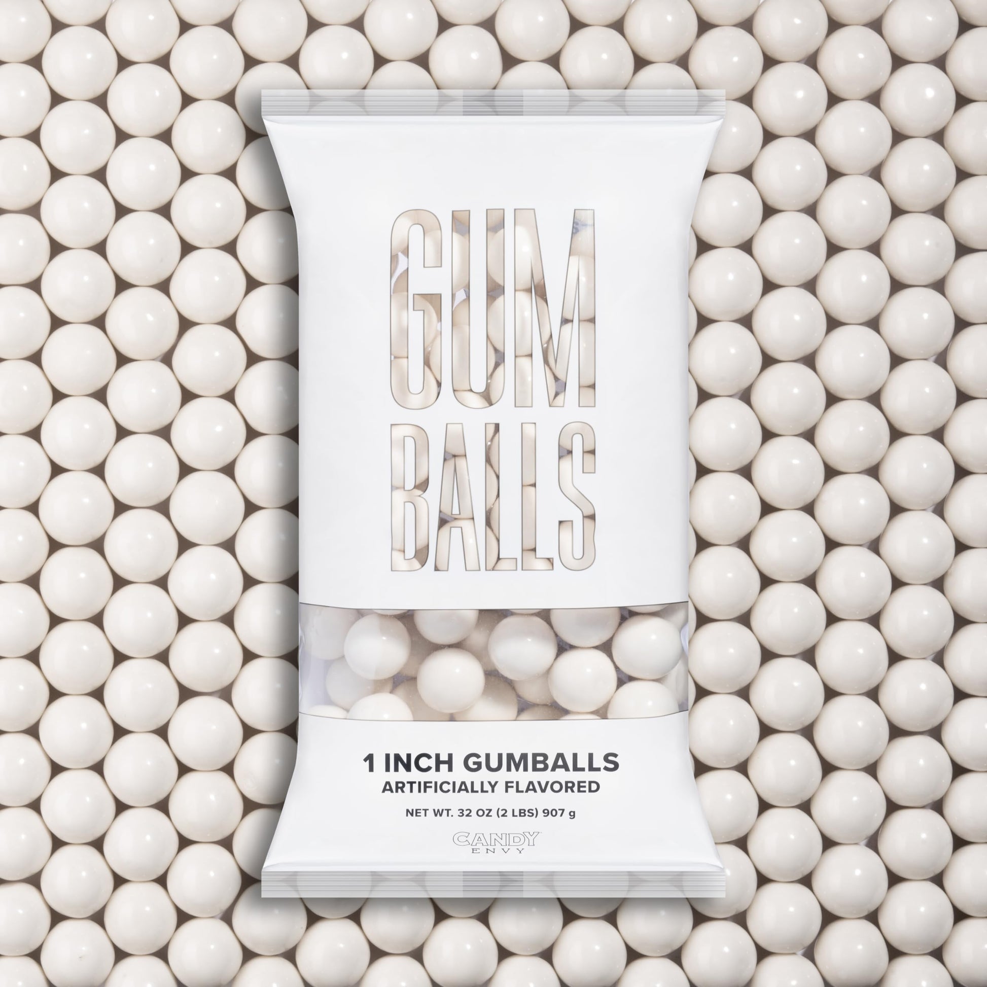 Candy Envy - White Gumballs - 1 Inch - Approximately 113 Gumballs Per 2lb Bag - Bulk White Candy - North American Made & Kosher 