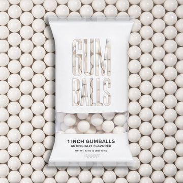 Candy Envy - White Gumballs - 1 Inch - Approximately 113 Gumballs Per 2lb Bag - Bulk White Candy - North American Made & Kosher 