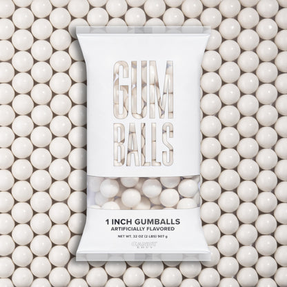Candy Envy - White Gumballs - 1 Inch - Approximately 113 Gumballs Per 2lb Bag - Bulk White Candy - North American Made & Kosher 
