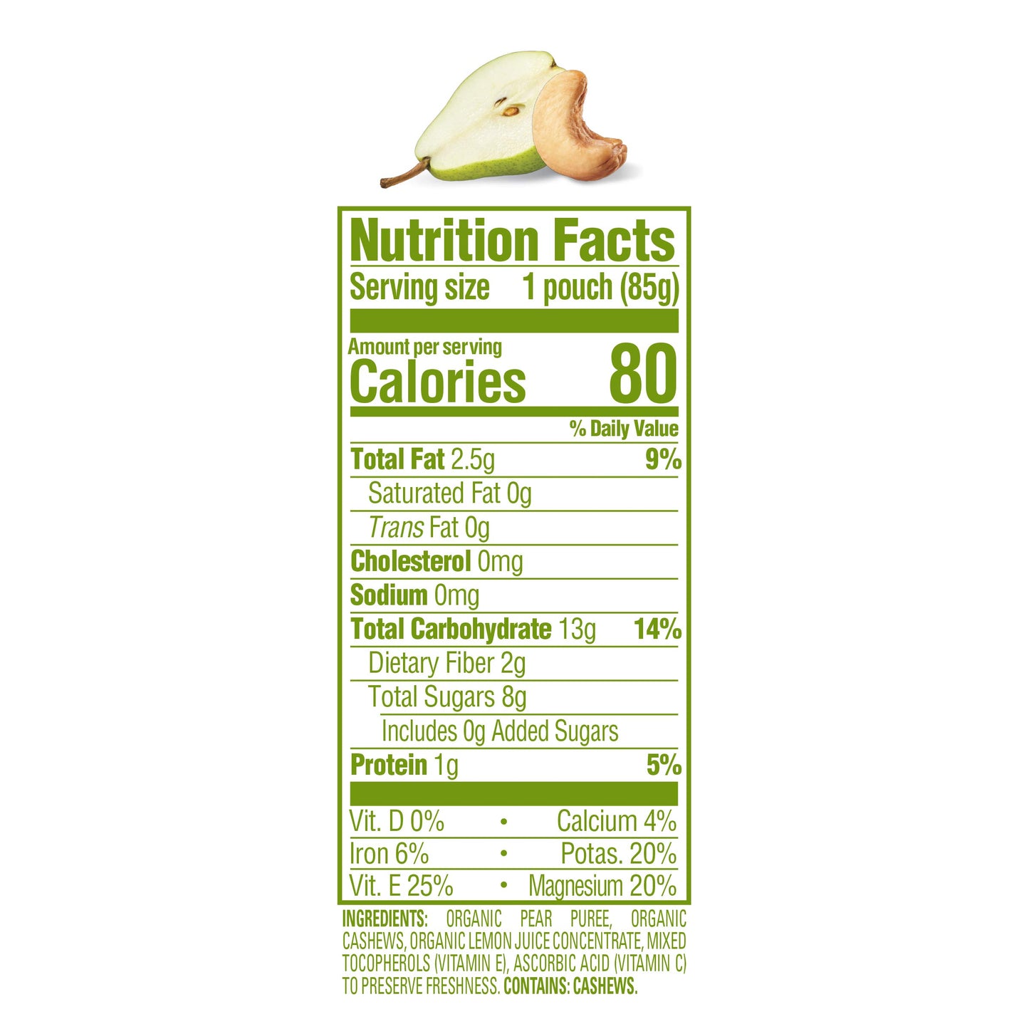 Happy Baby Organics Nutty Blends Organic Pears With 1 Tsp Cashew Butter 3 Oz Pouch (Pack Of 8)