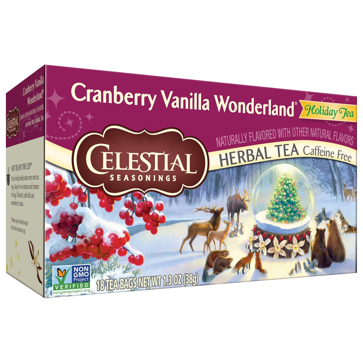 Celestial Seasonings Herbal Tea, Cranberry Vanilla Wonderland, 18 Count (Pack of 6), Natural Flavor