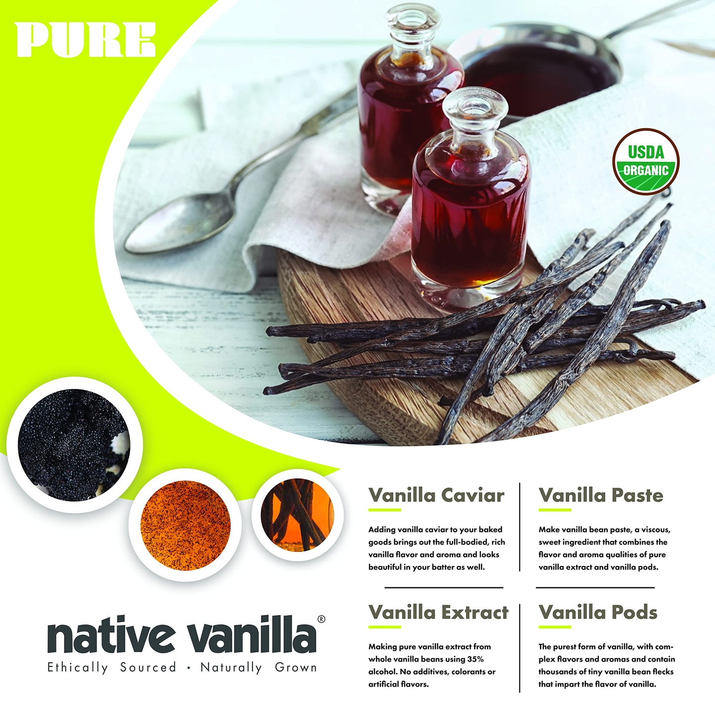 10 Organic Madagascar Vanilla Beans - Grade A Premium Vanilla Pods - 30-35% Moisture Content - For Cooking, Baking & Desserts -