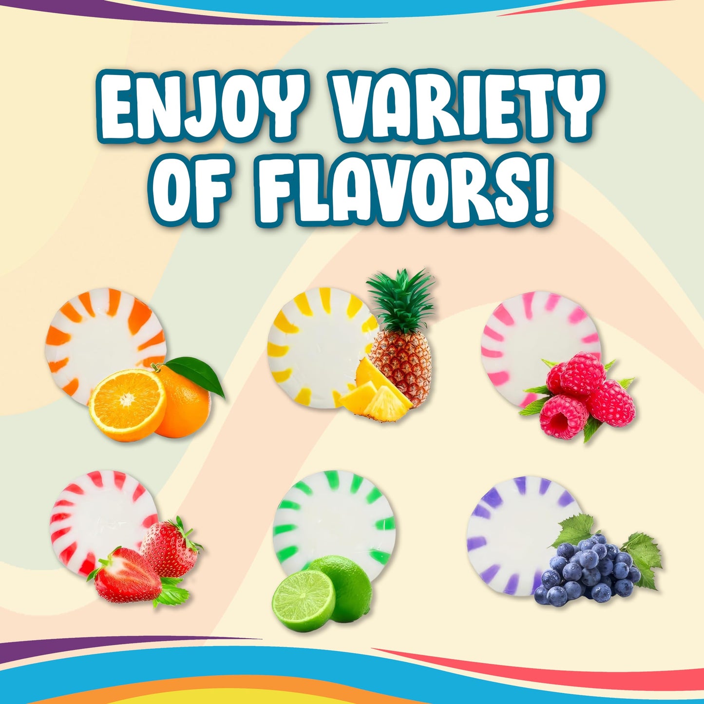 CJ Sweets Assorted Fruit Flavored Starlight Hard Candy, 2 Pounds Approx 175 Pieces of Individually Wrapped Fruit - Candy Variety
