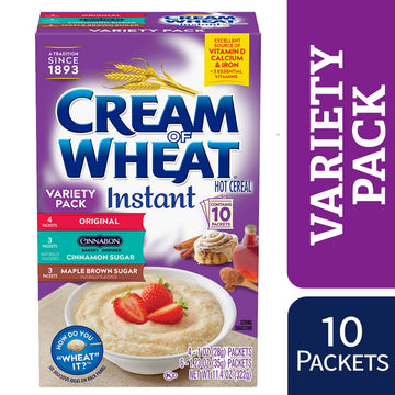 Cream Of Wheat Instant Hot Cereal, Three Flavor Variety Pack, 10 Packets (Pack Of 12)