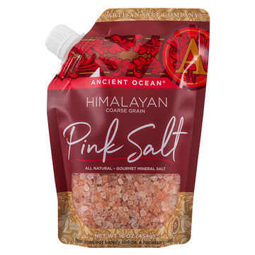 Saltworks Ancient Ocean Himalayan Pink Salt, Artisan Pour Spout Pouch, Himalayan (Coarse) 16 Oz
