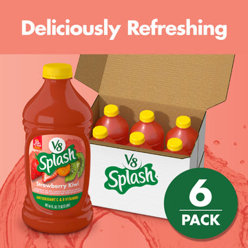 V8 Splash Strawberry Kiwi Juice Beverage, 64 fl oz Bottle, Pack of 6