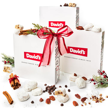 Davids Cookies Christmas Cookie Meltaways Variety Pack - Cinnamon  Chocolate Chip Pecan & Butter Pecan - 3 Gift Boxes (3 Lbs Total) - Holiday Cookies Gift Set - Gourmet Christmas Dessert Assortment