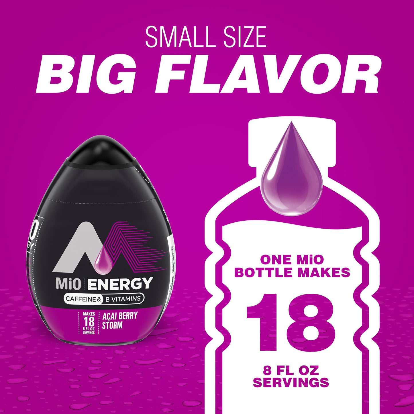 Mio Energy Liquid Water Enhancer, Acai Berry Flavor, 1.62 fl oz, Pink, Model 00043000005804